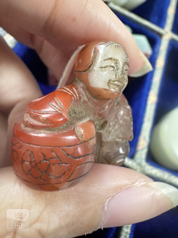清 玛瑙击鼓童子 - 图6